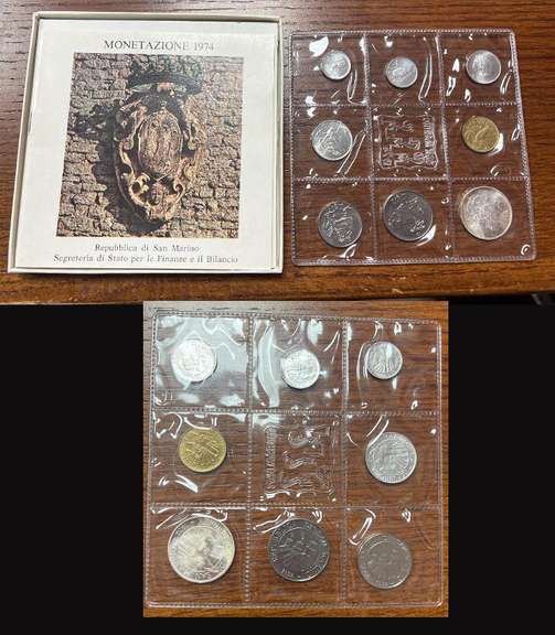 1974 set of 8 coins in original box Monete Dello Stato