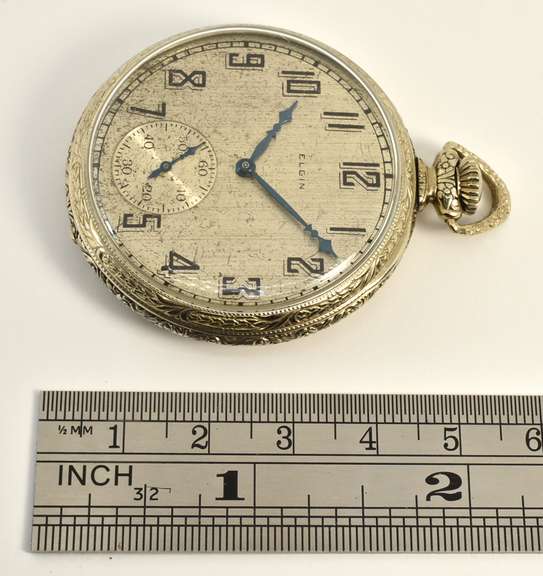 Proper Elgin White Gold Filled Pocket Watch