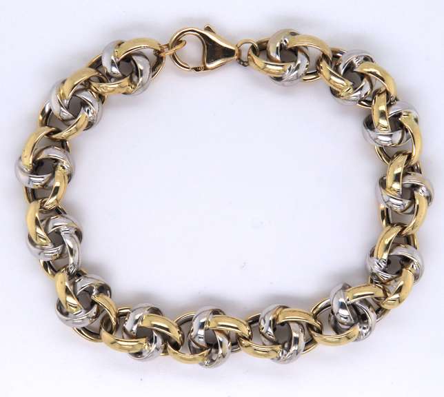 Fancy 2 Tone Italian Style Link Bracelet