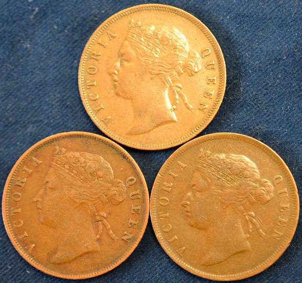 Rare 1870-1890s Straits Settlement One Cent Lot