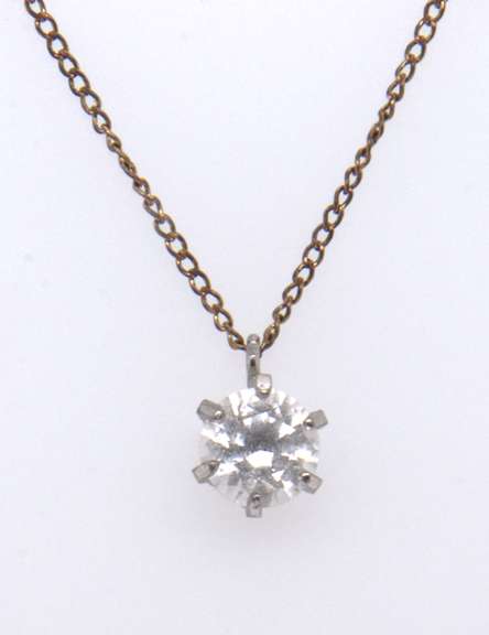 Sterling Silver CZ Pendant on Chain Necklace