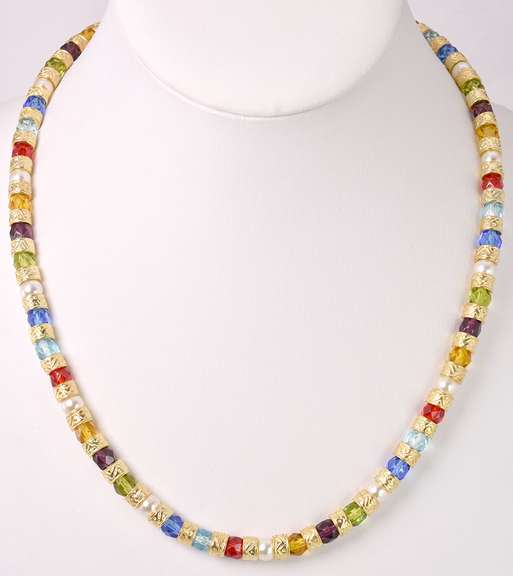 Exquisite Hand Blown Italian Art Glass and Gold Plated Beads Necklace, Bracelet, and Earrings