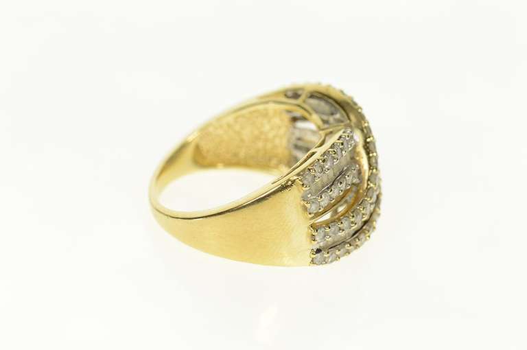 10K Yellow Gold 1.73 Ctw Baguette Diamond Criss Cross Band Ring