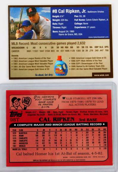 2 Cal Ripken, Jr. Baseball Cards
