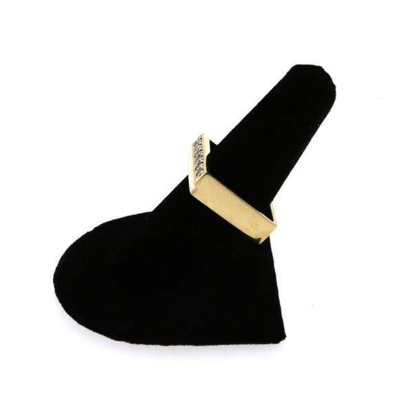 Massive 14k Gold Square Ring with Channel Set Diamonds
