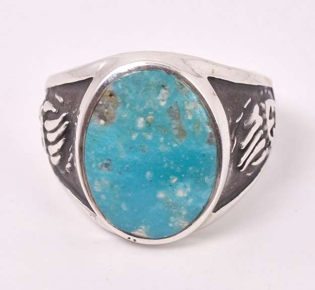 Dreamy Blue Gemstone Native American Inspired Ring in Sterling Silver