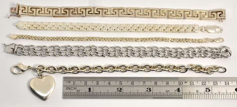 Stylish Group of 5 Sterling Bracelets