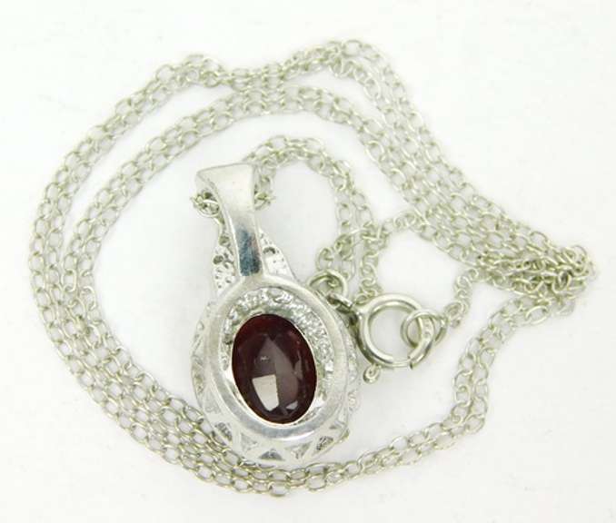 Fancy Sterling Garnet & White Topaz Necklace