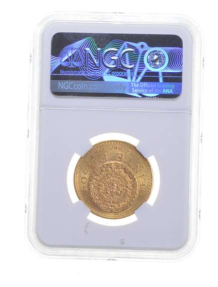 MS64 1920/10 Mexico 20 Pesos Gold - Graded NGC