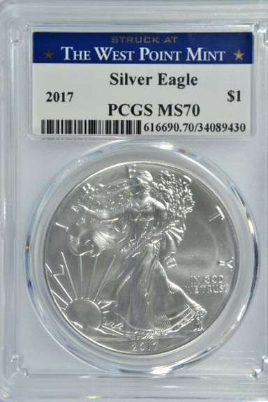 PCGS MS70 2017 $1 Silver Eagles from West Point Mint