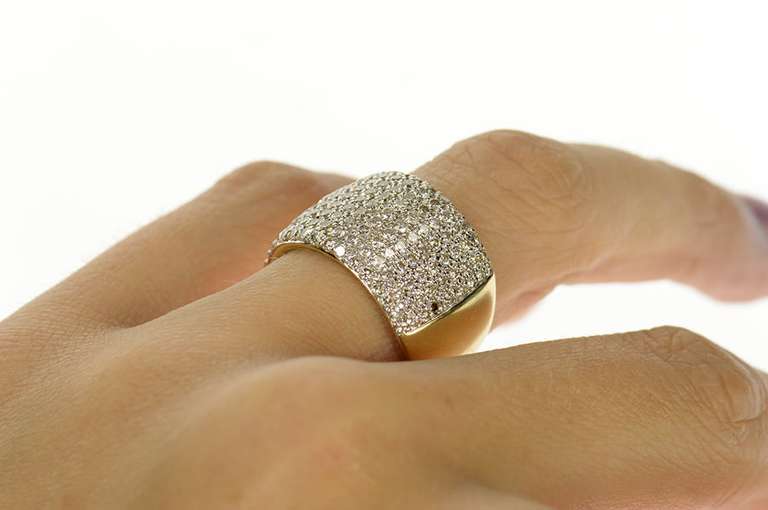 14K Yellow Gold 1.43 Ctw Pave Diamond Statement Band Ring