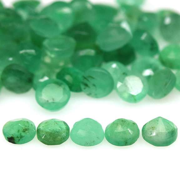 Rich green unheated 7.25ct 3mm Emerald set