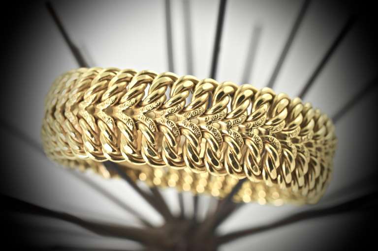 Bold and Wide Textured 18K Bracelet