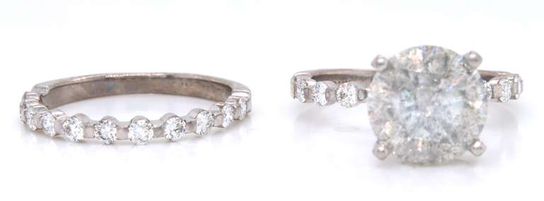 Majestic 18kt White Gold 3cts Round Brilliant Cut Diamond Wedding Set