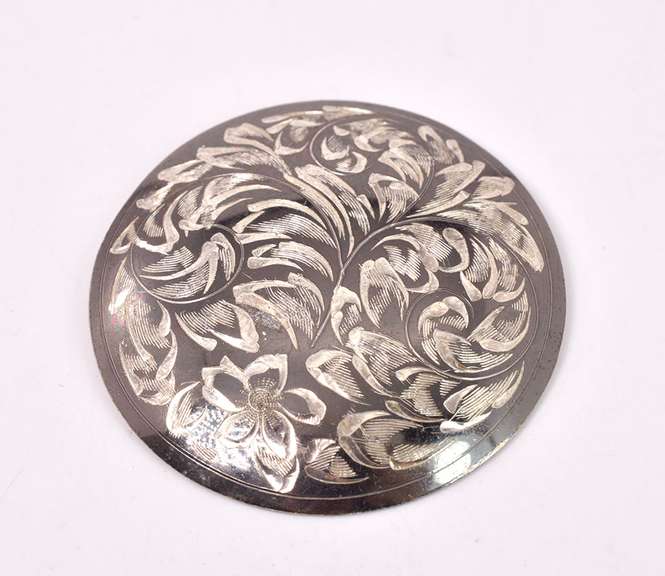 Floral Carved Sterling Silver Pin