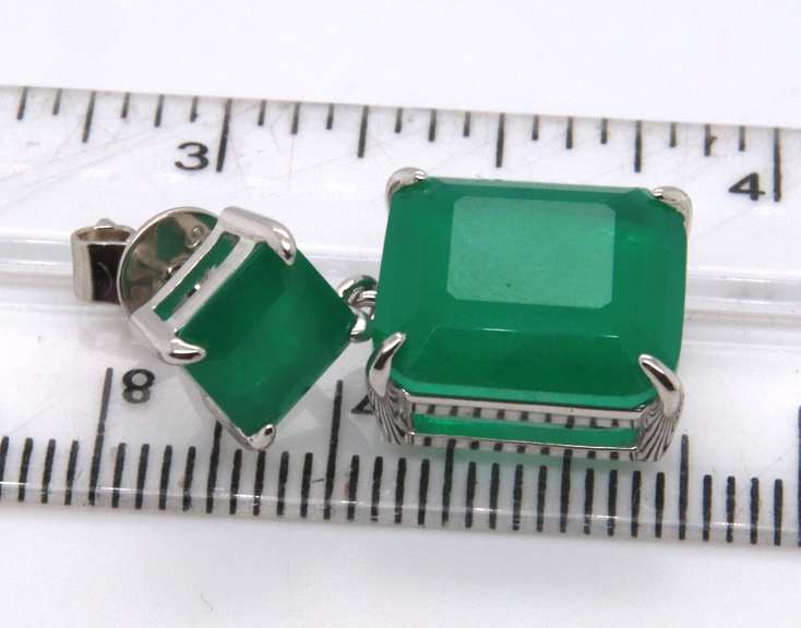 Sterling Silver Green Cubic Zirconia Earrings
