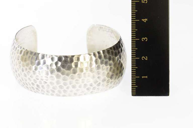 Sterling Silver Hammered Pattern Rounded Cuff Bracelet