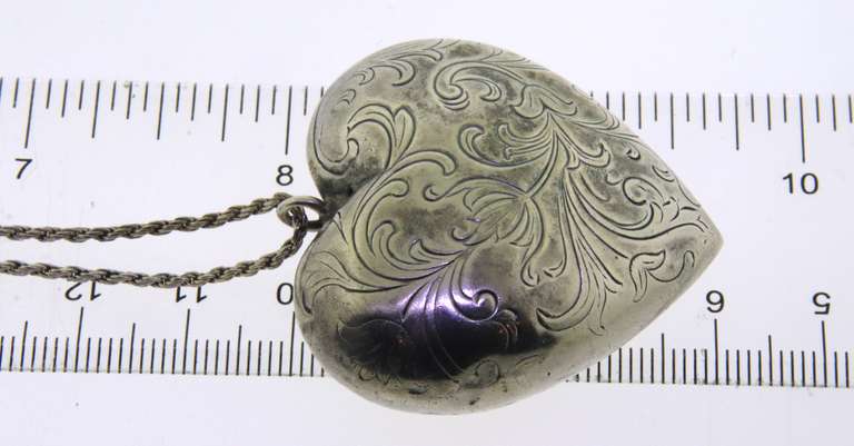 Vintage Sterling Silver Heart Pendant on Chain