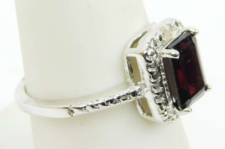 Emerald Cut Garnet & Diamond Accent Ring, 7