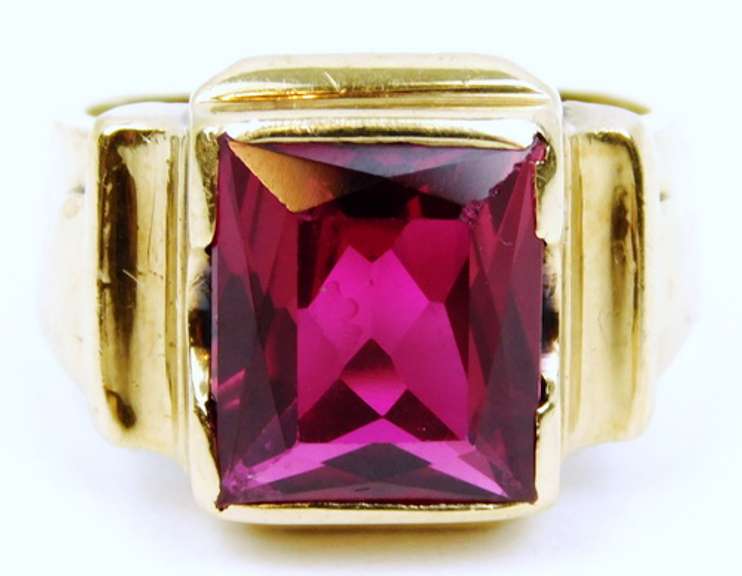 Vintage 10K Deco Ruby Ring, Size 6.5