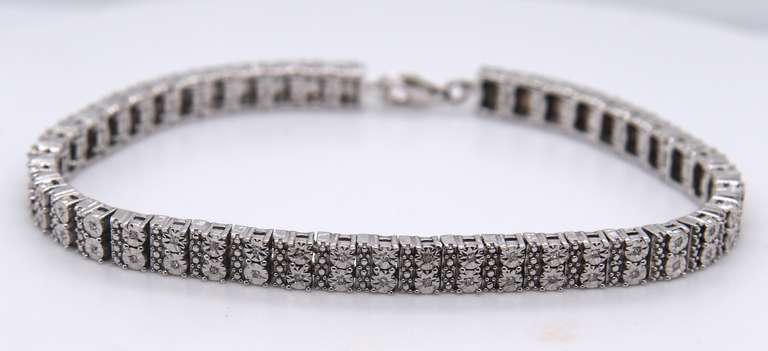 Vintage Sterling Silver CZ Tennis Bracelet