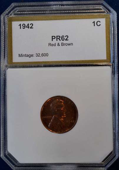 1942 PR62 RB Lincoln Cent PCI