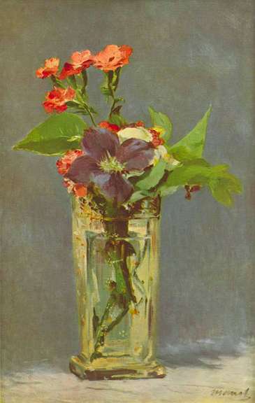 Edouard Manet Carnations and Clematis in Crystal Vase