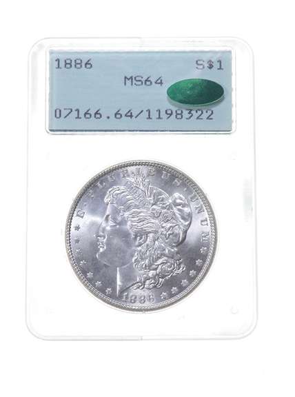 MS64 1886 Morgan Silver Dollar - CAC - Graded PCGS