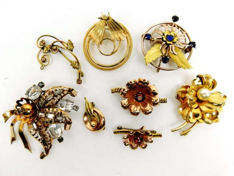 Collection of 8 Vintage Gold Filled Pins