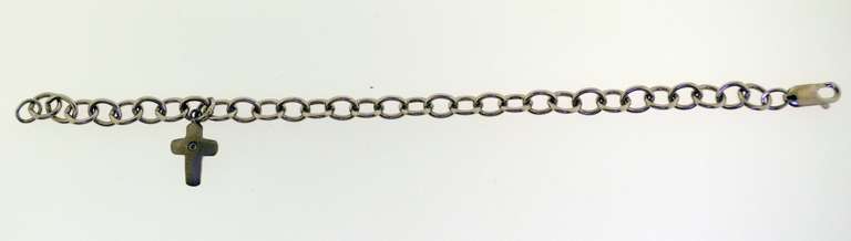 Sterling Silver Link Bracelet With Cross Charm