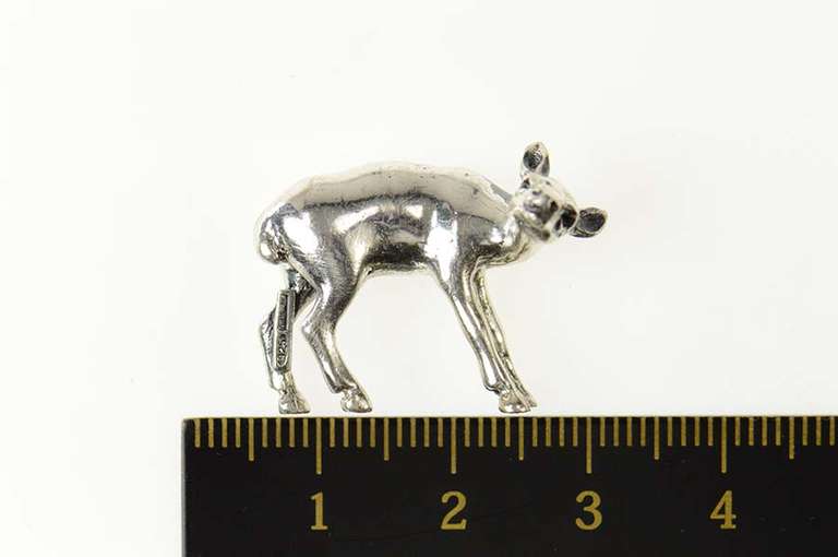 Sterling Silver 3D Baby Deer Fawn Woodland Creature Figurine