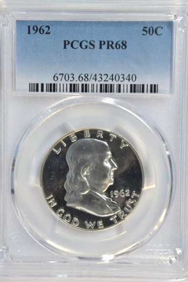 Nearly Perfect 1962 Gem Proof Franklin Half Dollar. PCGS PR68