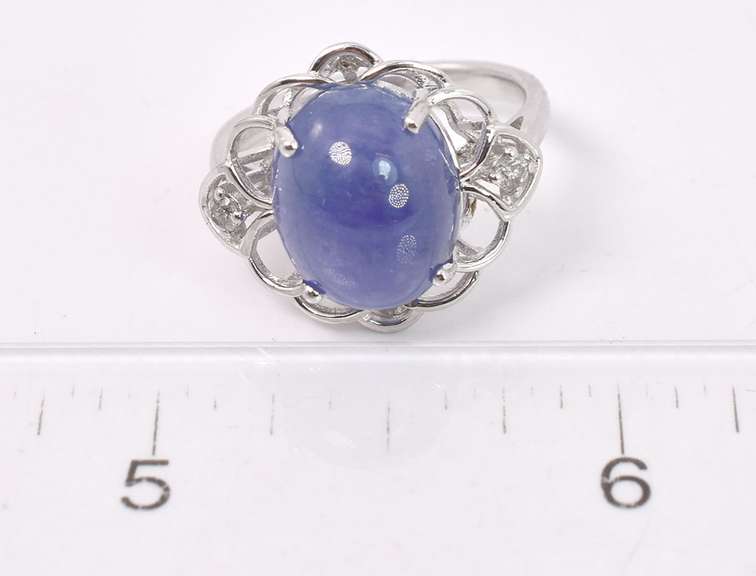 Fantastic 8.27CTS Star Tanzanite and 0.09CTW Diamond Ring in Sterling Silver