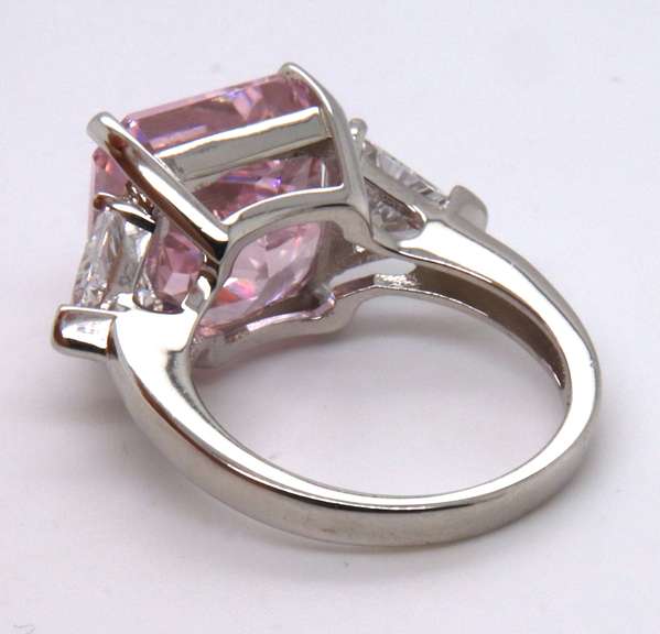 Pink Cubic Zirconia Sterling Silver Ring