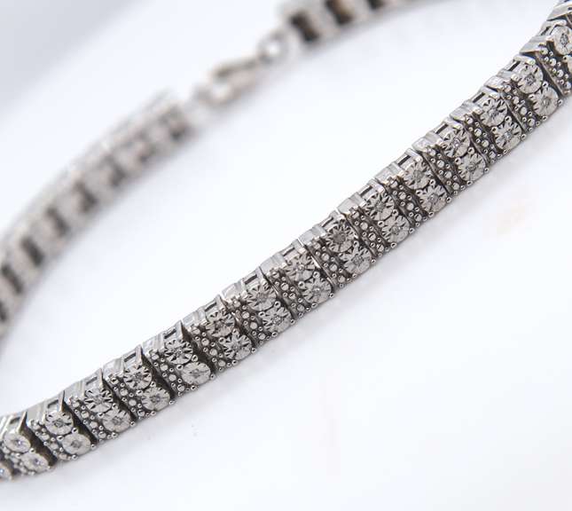 Vintage Sterling Silver CZ Tennis Bracelet