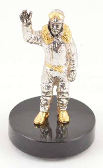 Lindbergh Heroes Gold On Sterling Sculpture 1976 Franklin Mint