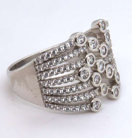 Sterling Silver Cubic Zirconia Adjustable Ring
