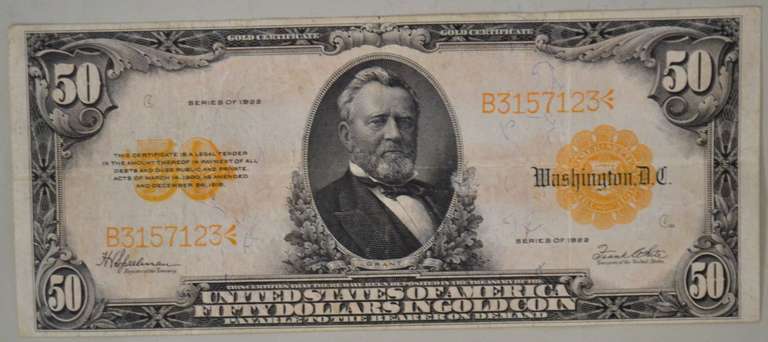 $ 50 Gold Certificate Series 1922
