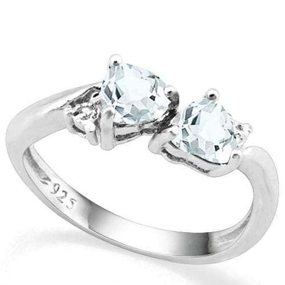 2/5 CT AQUAMARINE & DIAMOND 925 STERLING SILVER FASHION RING