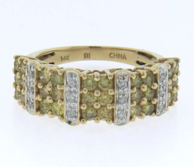 Charming Yellow and White Diamond Band in Yellow Gold