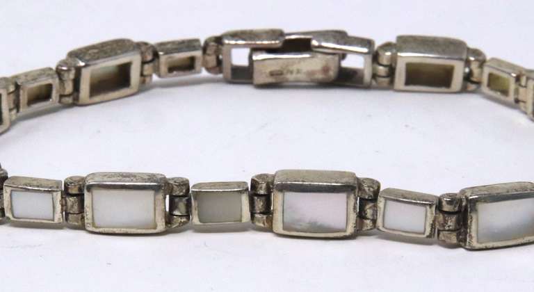Vintage Sterling Silver Opal Bracelet