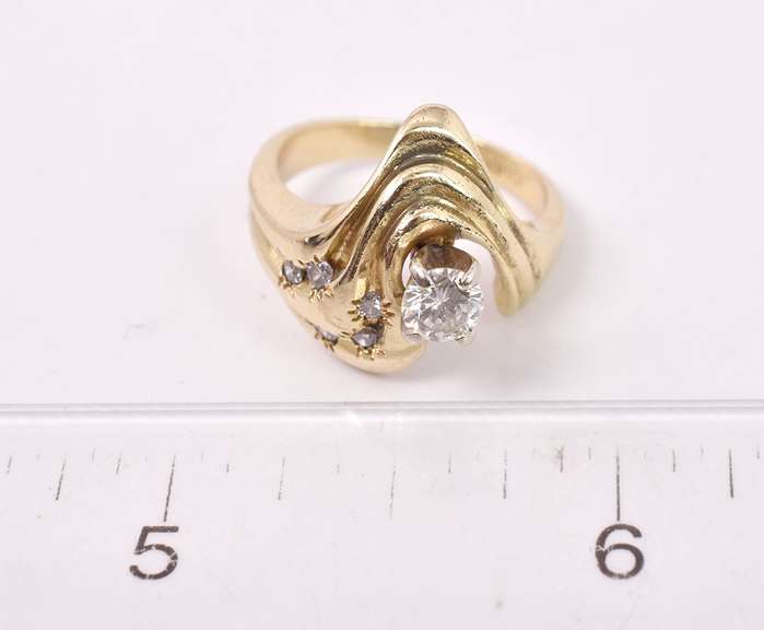 Fancy Freestyle Diamond Ring in 14K Yellow Gold