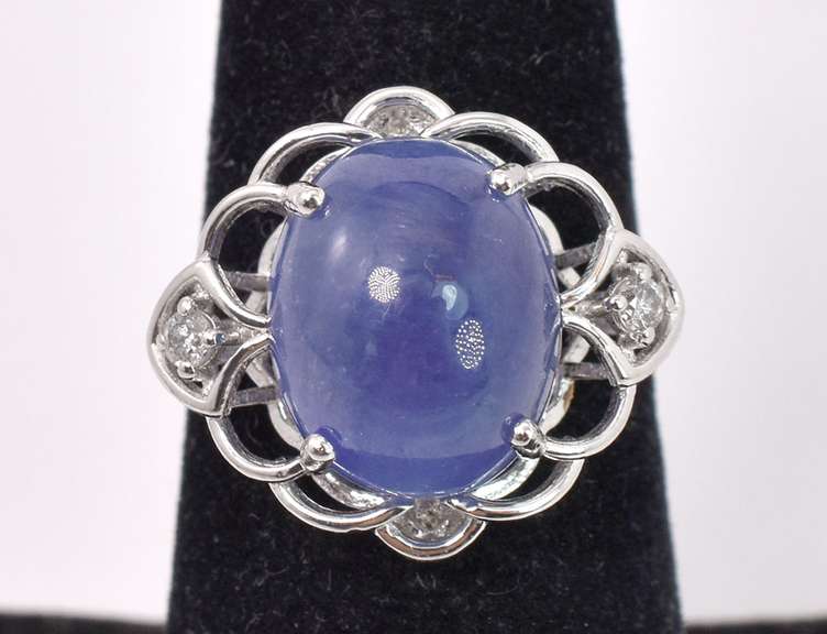 Fantastic 8.27CTS Star Tanzanite and 0.09CTW Diamond Ring in Sterling Silver