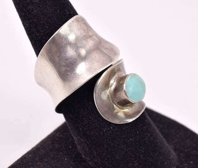 Wrap Style Turquoise Ring in Sterling Silver