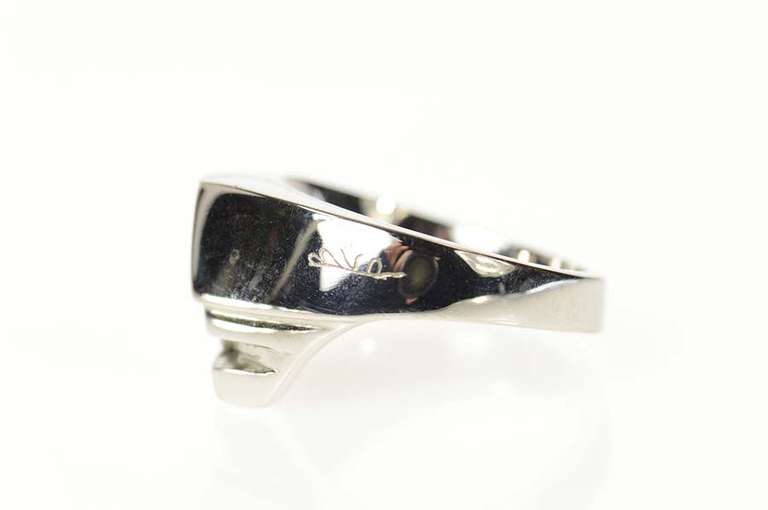 14K White Gold Diamond Black Onyx Squared Statement Ring