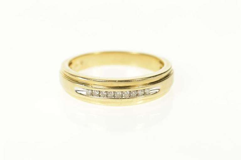10K Yellow Gold Classic Diamond Inset Wedding Band Ring