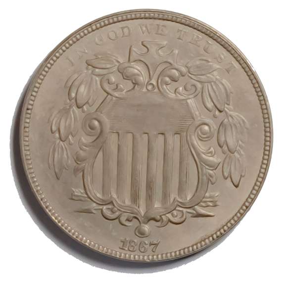 1867 With Rays BU Shield Nickel
