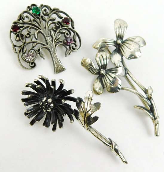 Collection of Vintage Sterling Silver Pins