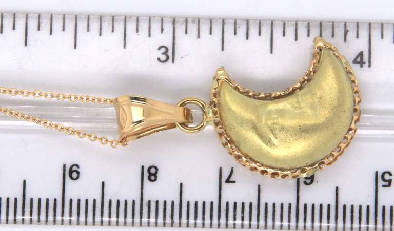 Charming 18kt 2Finish Half Moon Pendant on Chain