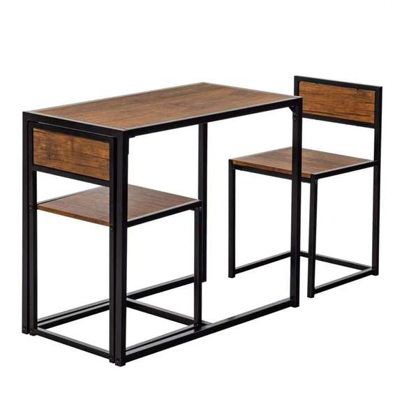 Steel Wood Office Desk and Chair Combination
